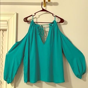 Teal cutout cold shoulder H&M blouse